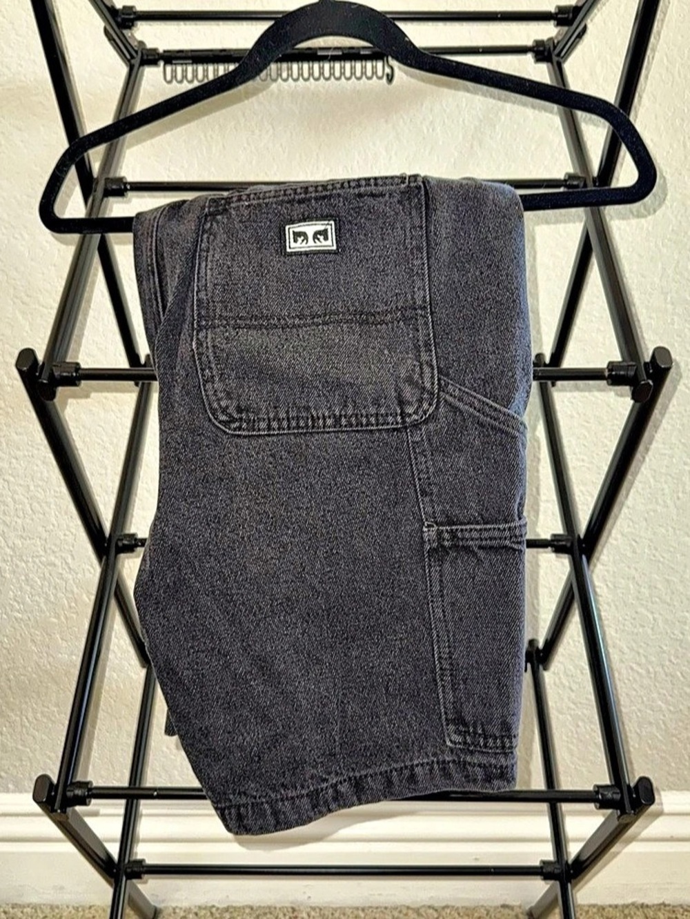 NWT Obey Easy Denim Carpenter Shorts Mens Medium Dusty Washed Black